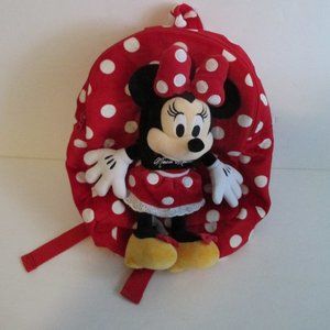 Disney Parks Minnie Mouse Red White Polka Dot 11" Plush with 12" Backpack